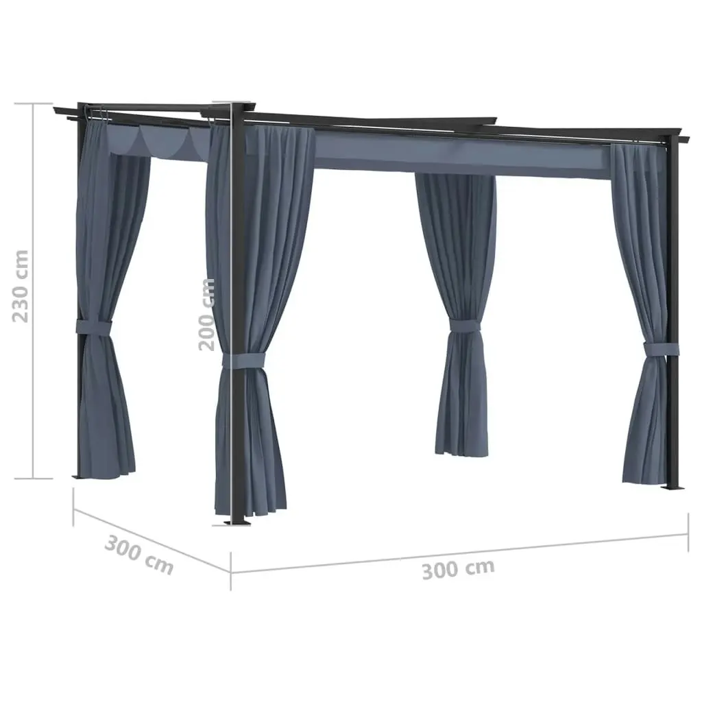 Gazebo with Curtains 3x3 m Anthracite Steel 48051