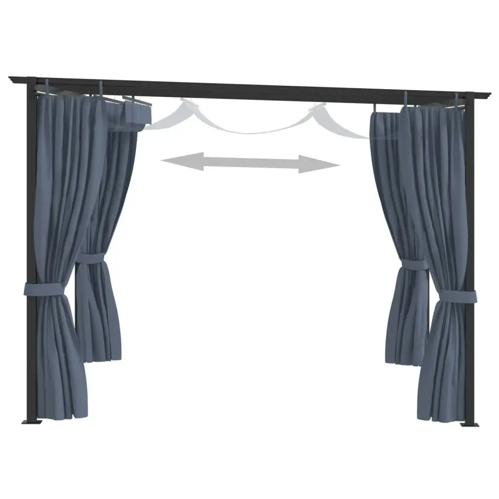 Gazebo with Curtains 3x3 m Anthracite Steel 48051