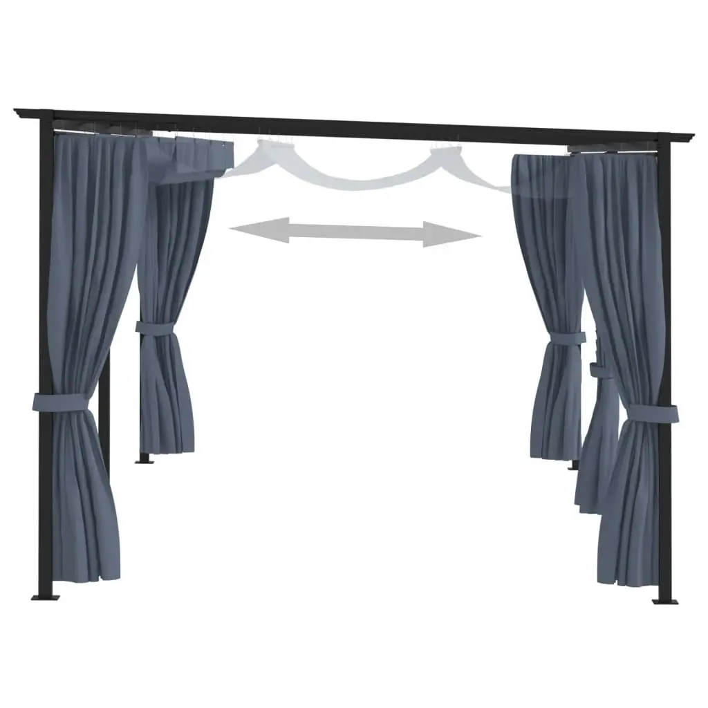 Gazebo with Curtains 3x6 m Anthracite Steel 48055