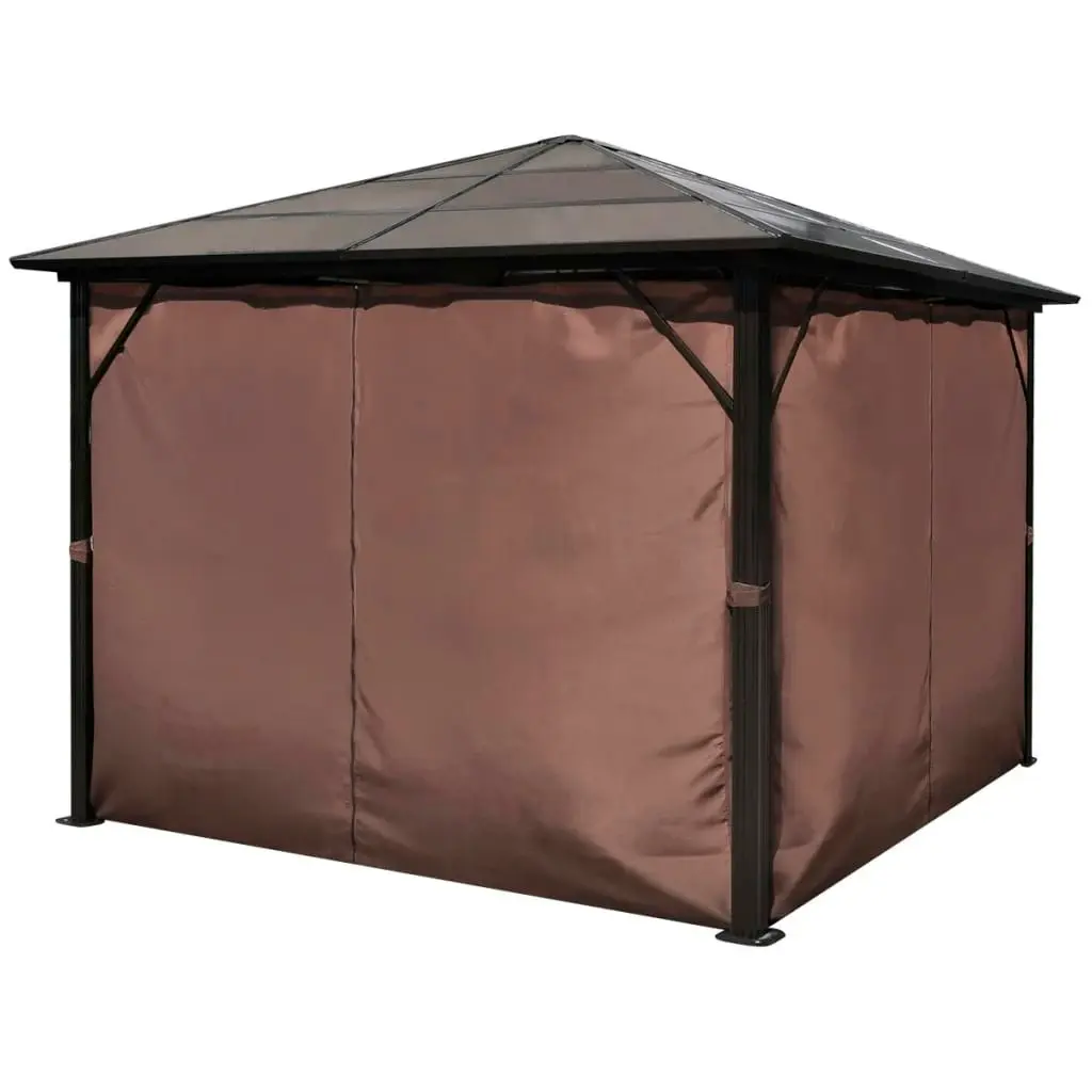 Gazebo with Curtain Brown Aluminium 300 x 300 cm 41625