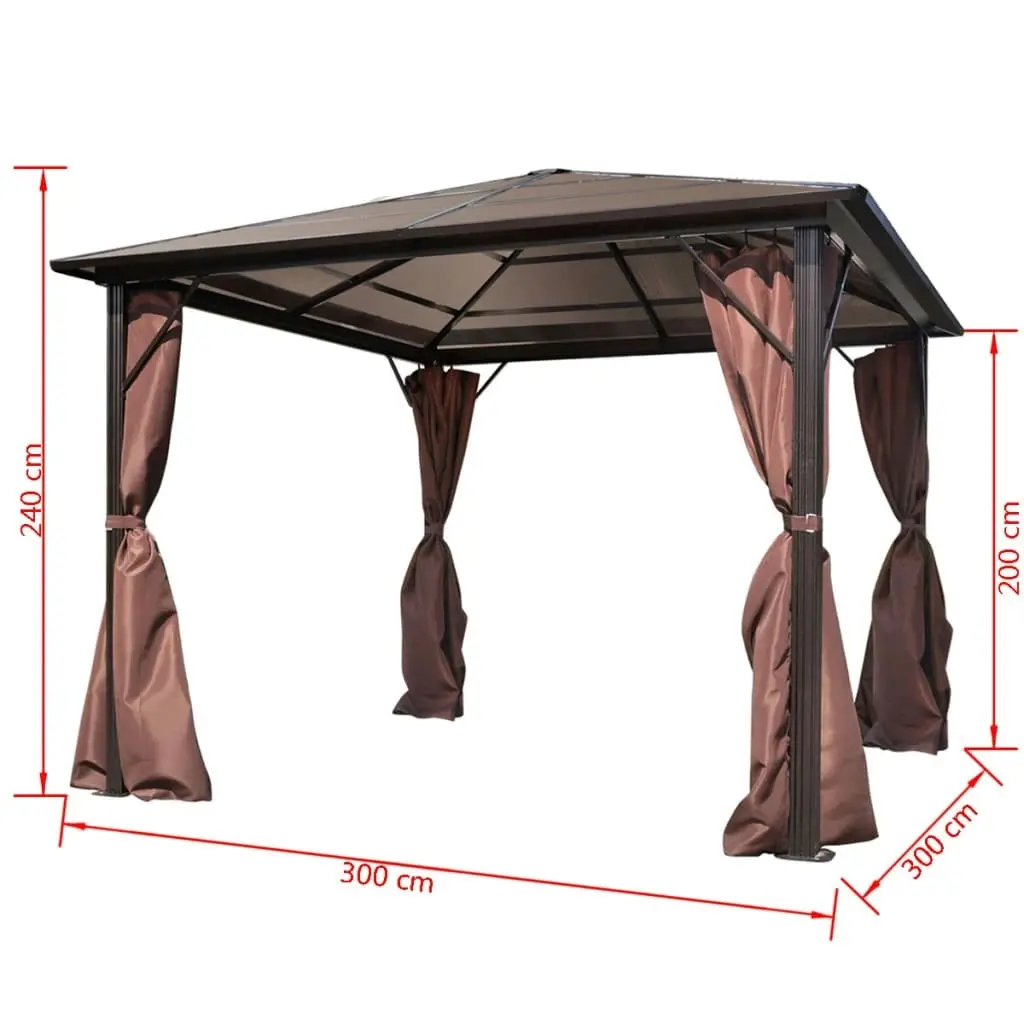 Gazebo with Curtain Brown Aluminium 300 x 300 cm 41625