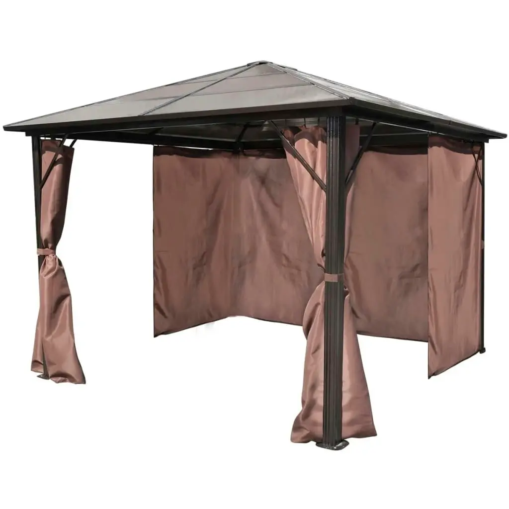 Gazebo with Curtain Brown Aluminium 300 x 300 cm 41625