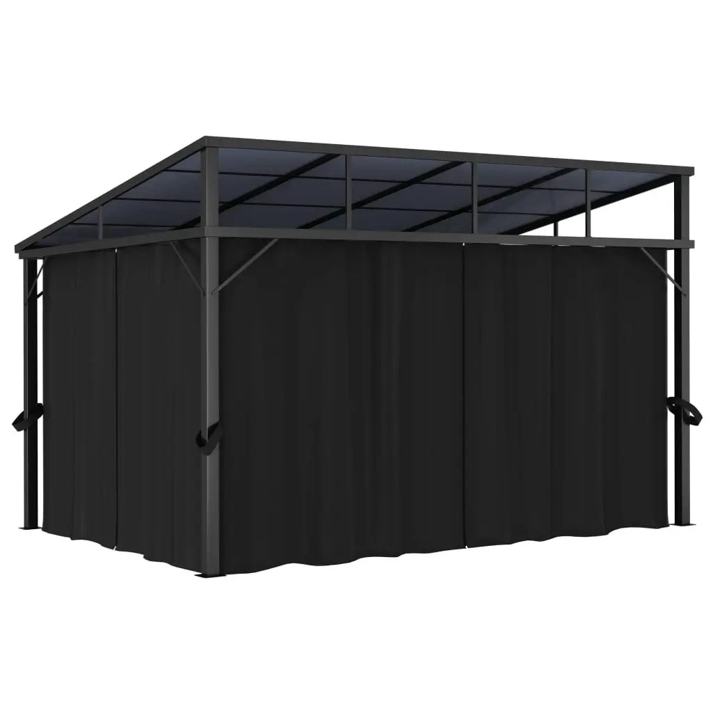 Gazebo with Curtain 405x294x244 cm Anthracite 48599