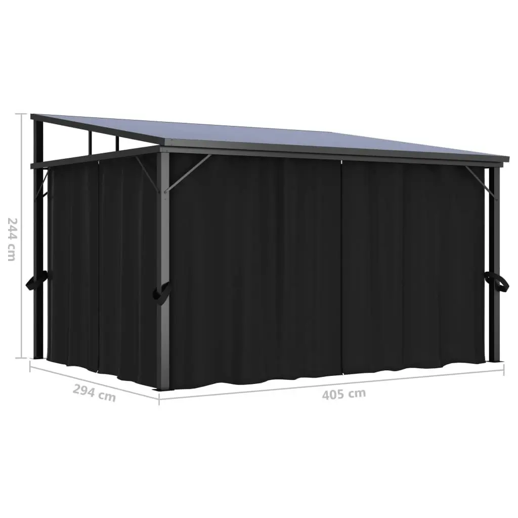 Gazebo with Curtain 405x294x244 cm Anthracite 48599