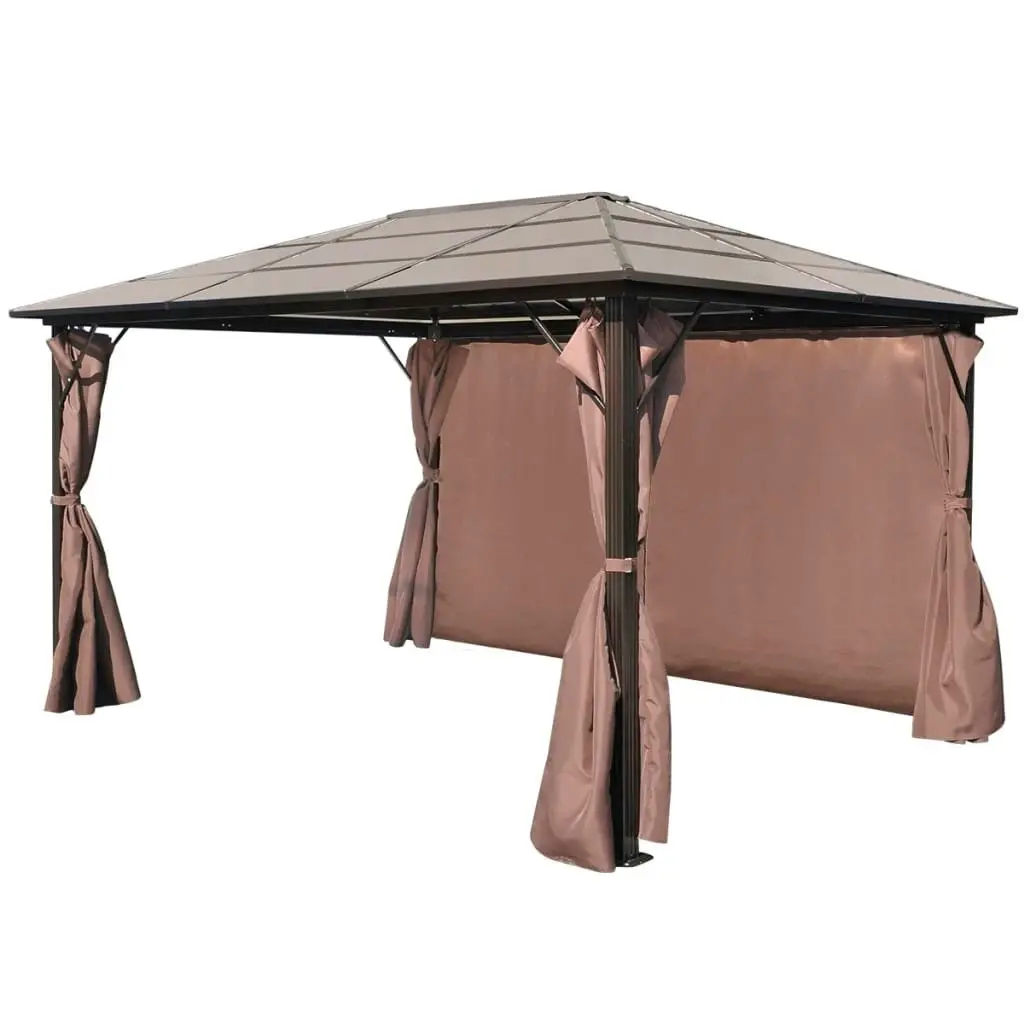 Gazebo with Curtain Brown Aluminium 400 x 300 cm 41626