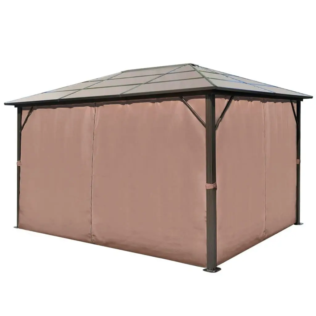 Gazebo with Curtain Brown Aluminium 400 x 300 cm 41626