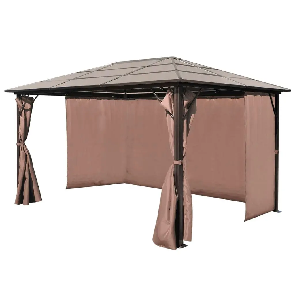 Gazebo with Curtain Brown Aluminium 400 x 300 cm 41626