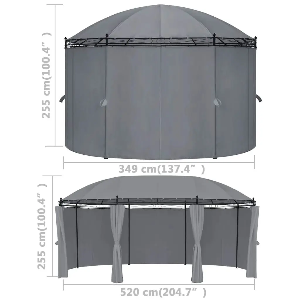 Gazebo with Curtains 520x349x255 cm Anthracite 48035