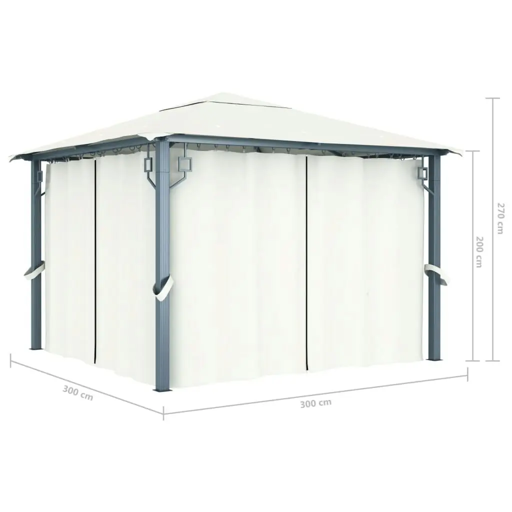 Gazebo with Curtain 300x300 cm Cream Aluminium 48042