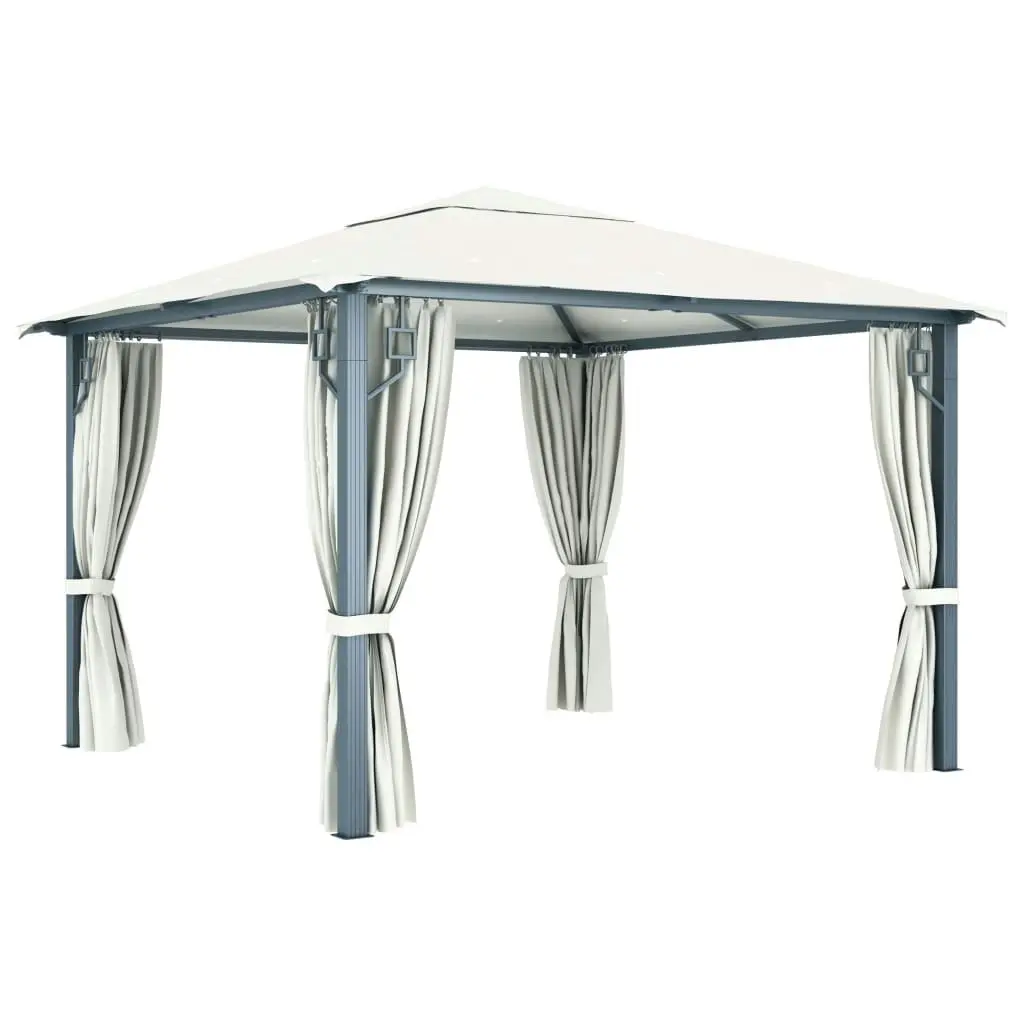 Gazebo with Curtain 300x300 cm Cream Aluminium 48042