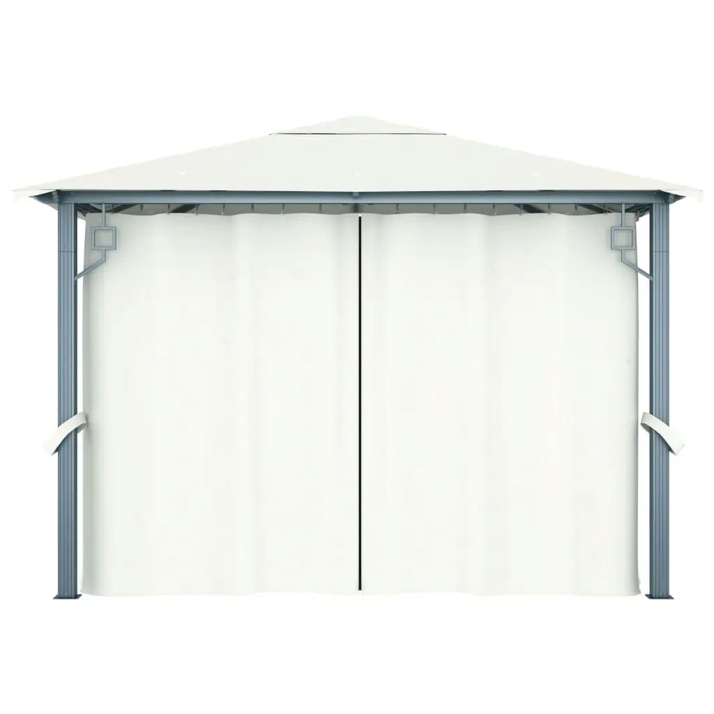 Gazebo with Curtain 300x300 cm Cream Aluminium 48042