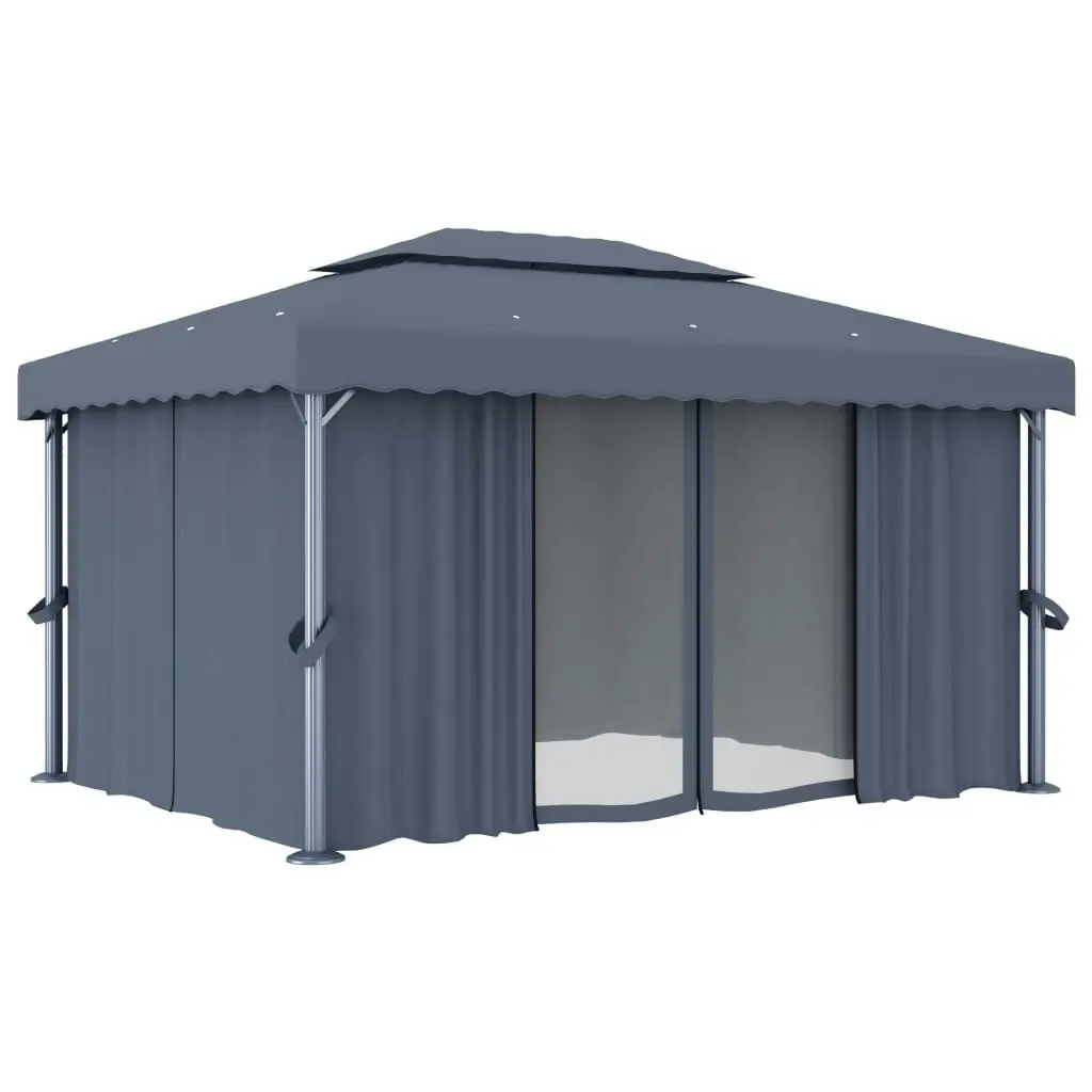 Gazebo with Curtain 4x3 m Anthracite Aluminium 3053376