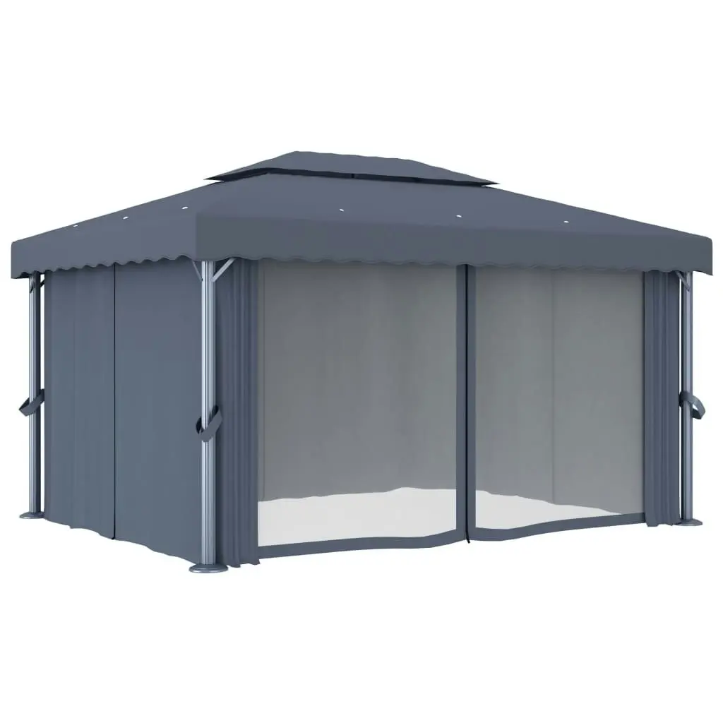 Gazebo with Curtain 4x3 m Anthracite Aluminium 3053376