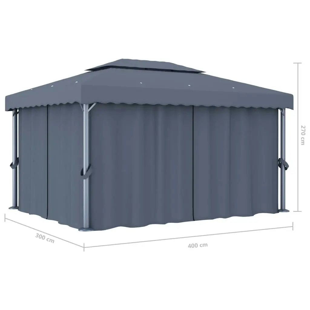 Gazebo with Curtain 4x3 m Anthracite Aluminium 3053376