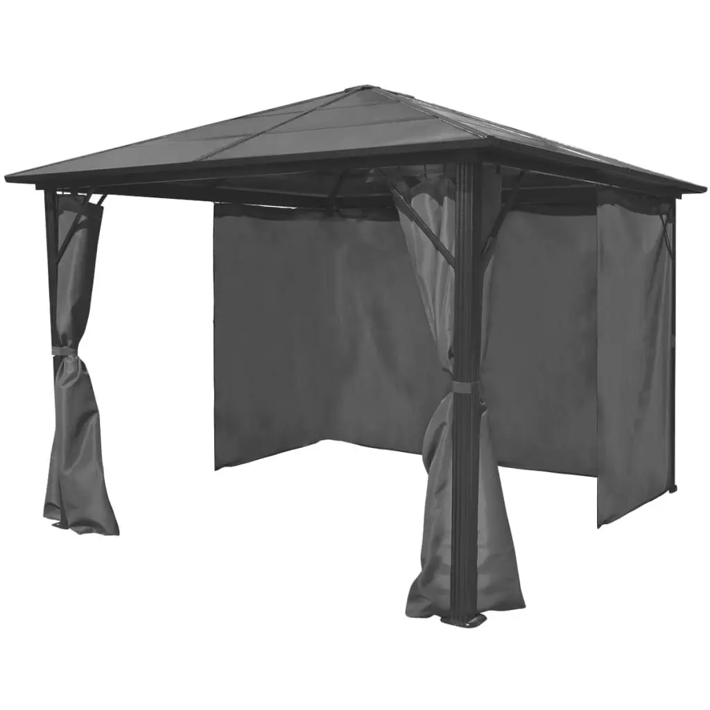 Gazebo with Curtain Anthracite Aluminium 300x300 cm 44889