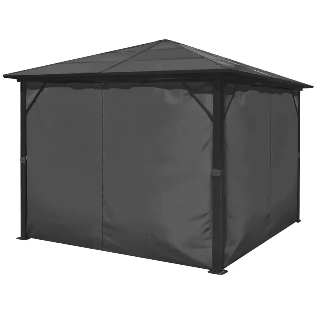 Gazebo with Curtain Anthracite Aluminium 300x300 cm 44889