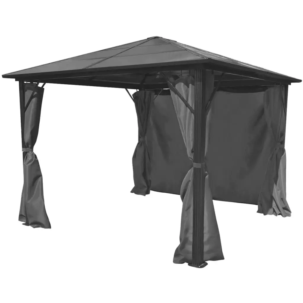 Gazebo with Curtain Anthracite Aluminium 300x300 cm 44889