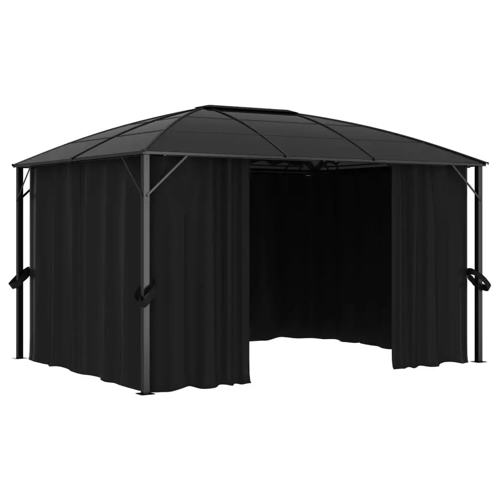 Gazebo with Curtains 400x300x265 cm Anthracite 48601