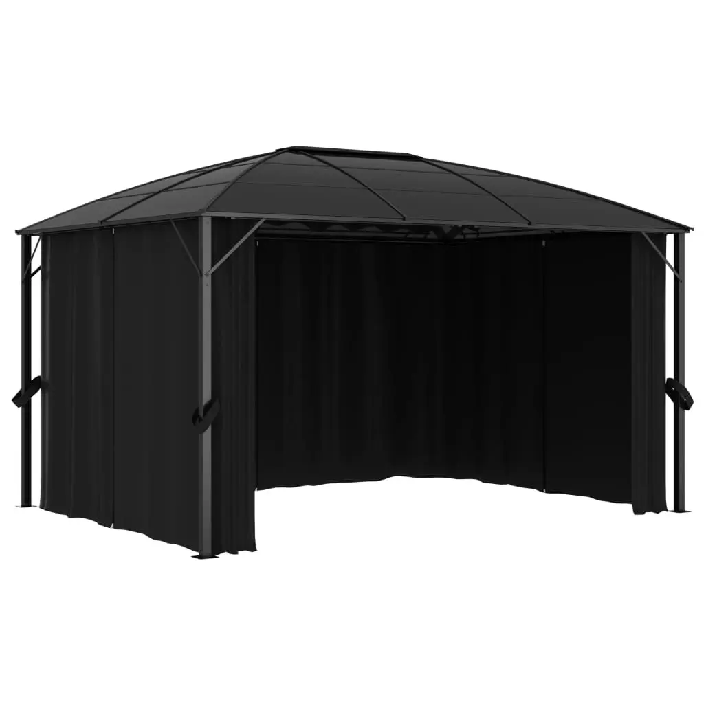 Gazebo with Curtains 400x300x265 cm Anthracite 48601