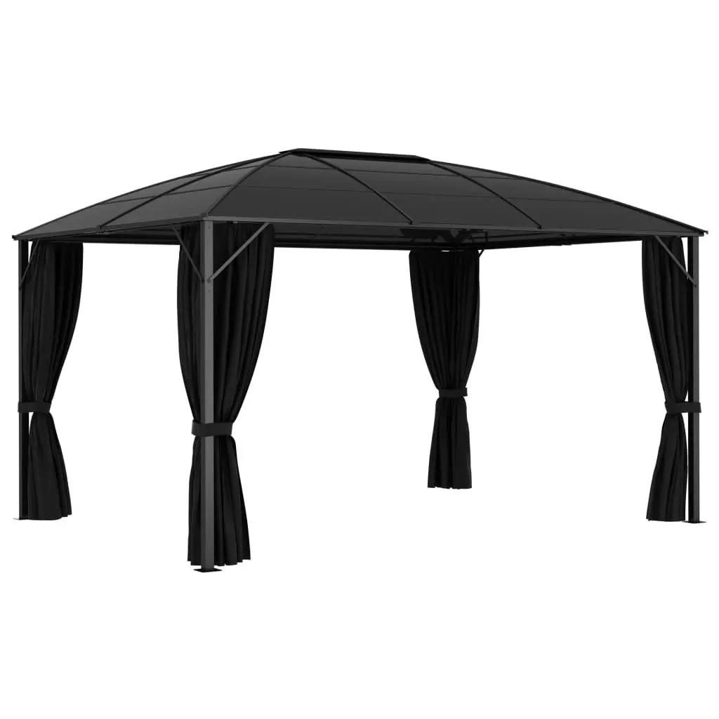 Gazebo with Curtains 400x300x265 cm Anthracite 48601