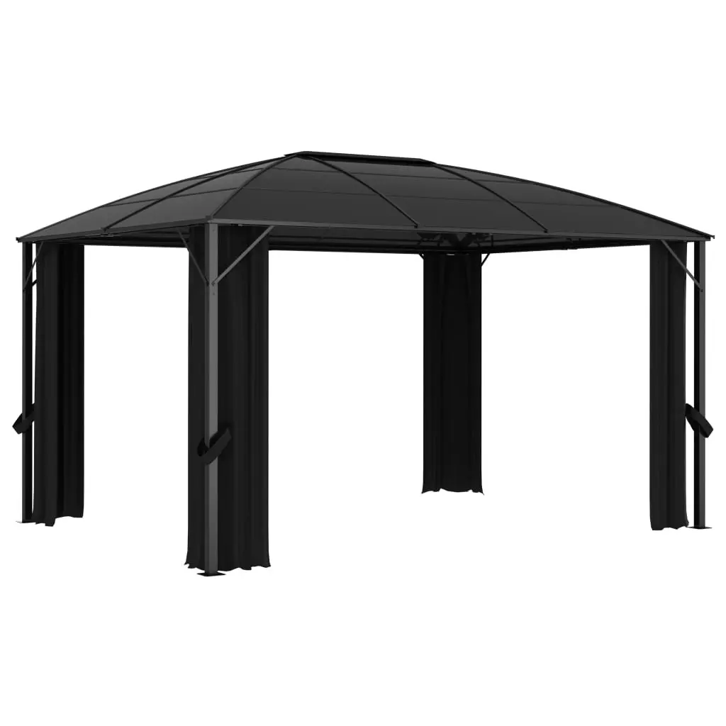 Gazebo with Curtains 400x300x265 cm Anthracite 48601