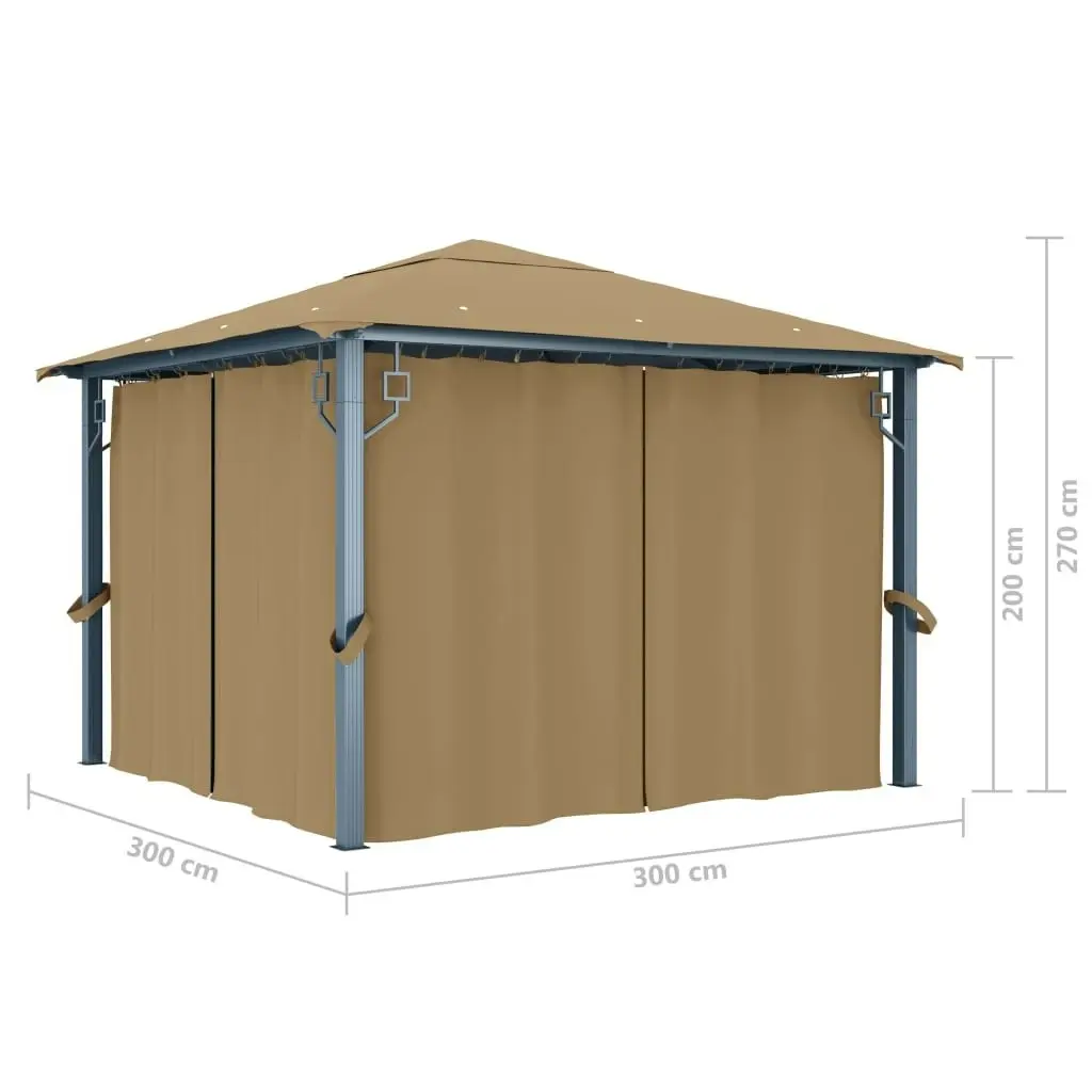 Gazebo with Curtain 300x300 cm Taupe Aluminium 313893