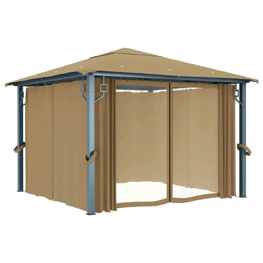 Gazebo with Curtain 300x300 cm Taupe Aluminium 313893