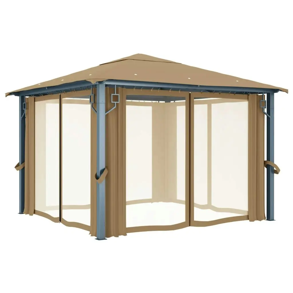 Gazebo with Curtain 300x300 cm Taupe Aluminium 313893