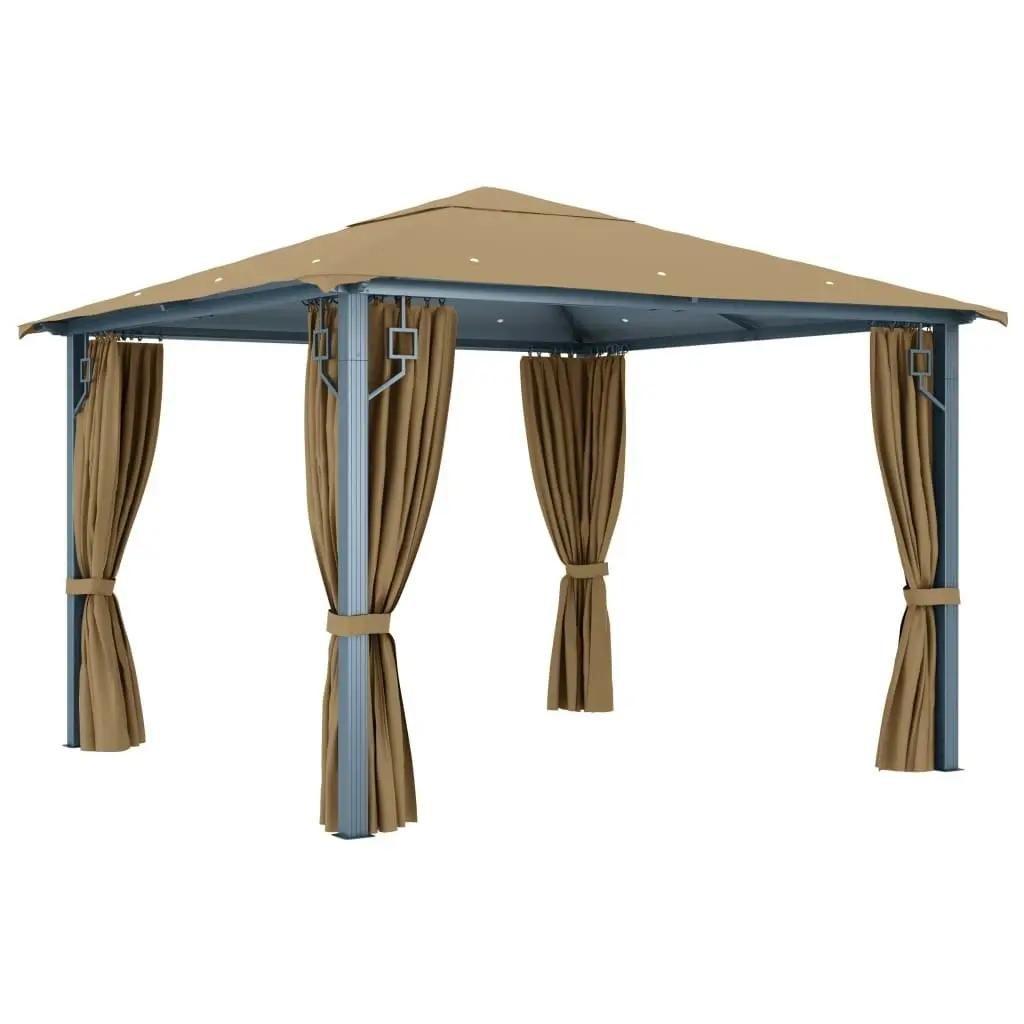 Gazebo with Curtain 300x300 cm Taupe Aluminium 313893