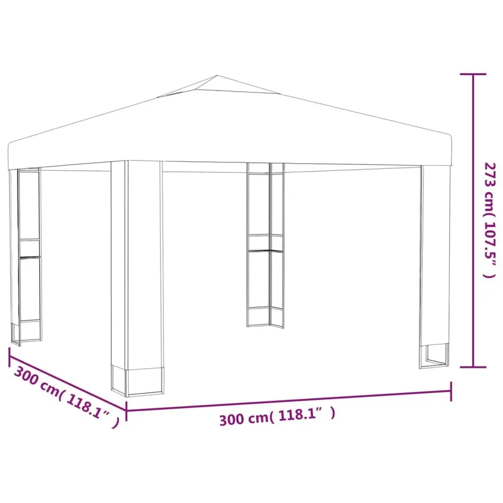 Gazebo with Double Roof 3x3x2.7 m Taupe 180 g/mÂ² 312218