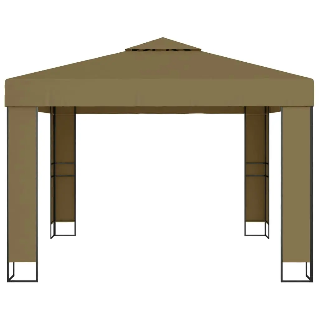 Gazebo with Double Roof 3x3x2.7 m Taupe 180 g/mÂ² 312218