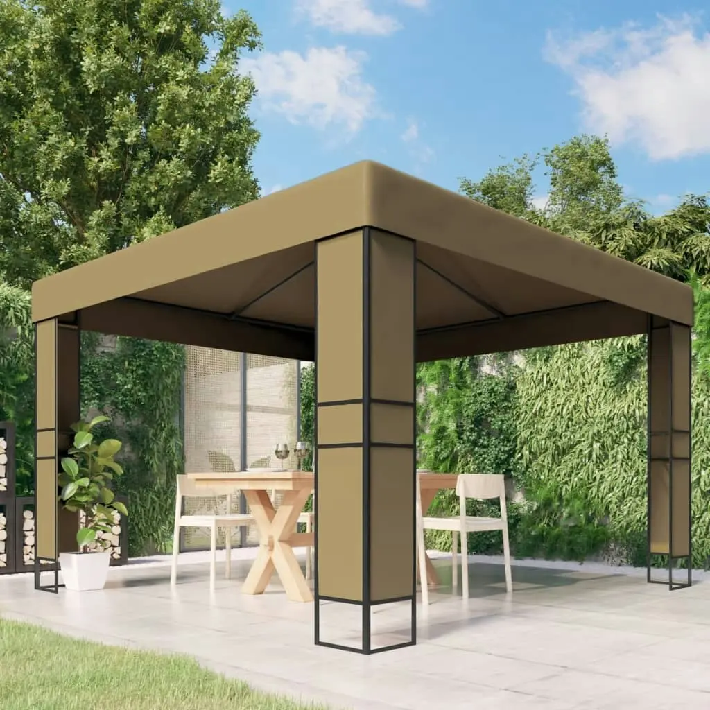 Gazebo with Double Roof 3x3x2.7 m Taupe 180 g/mÂ² 312218