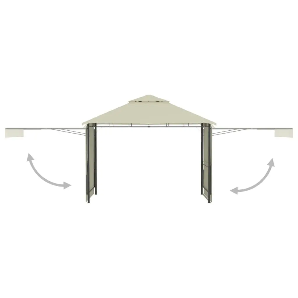 Gazebo with Double Extended Roofs 3x3x2.75 m Cream 180 g/m?? 48003