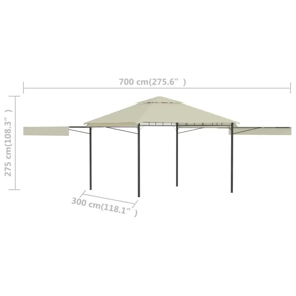 Gazebo with Double Extended Roofs 3x3x2.75 m Cream 180 g/m?? 48003