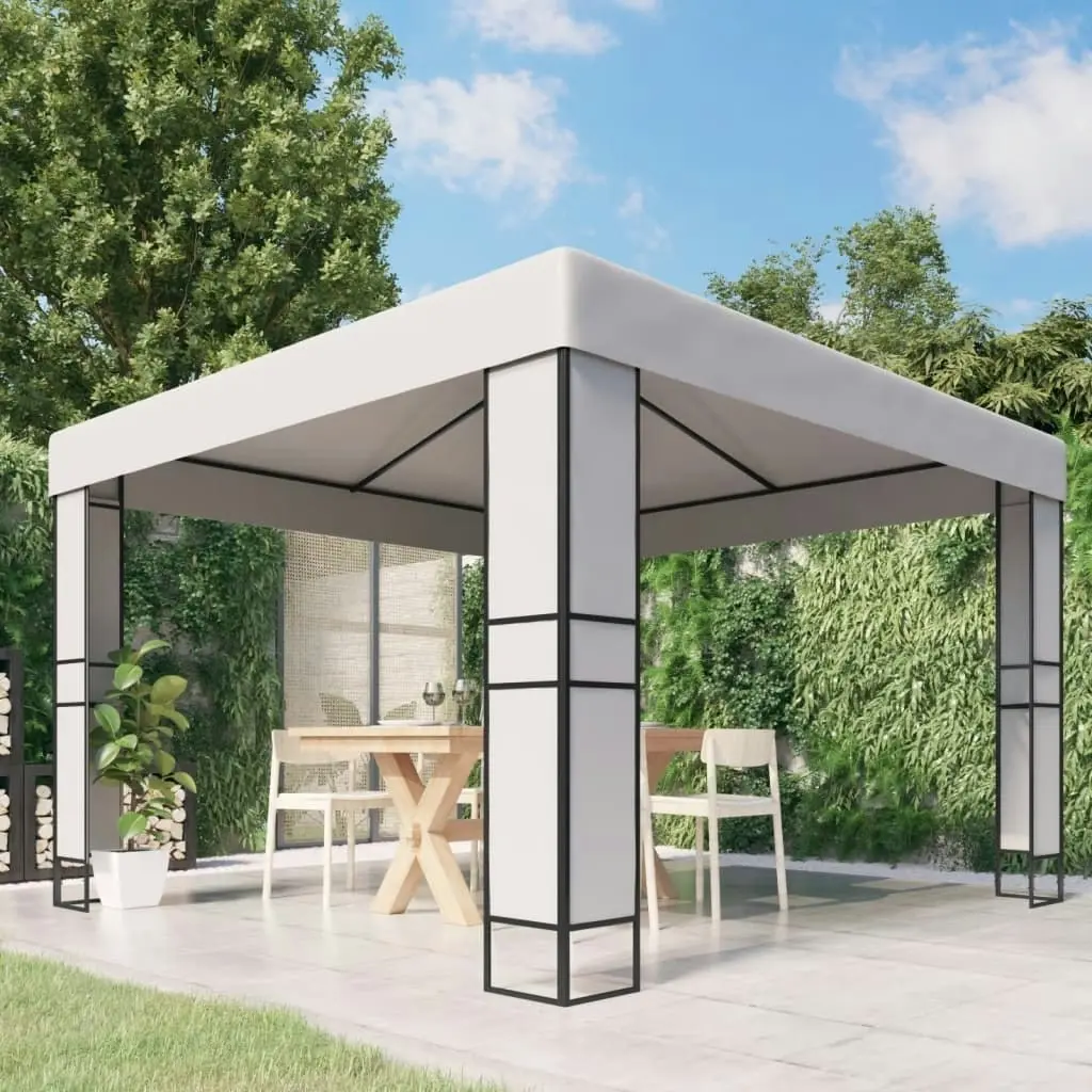 Gazebo with Double Roof 3x3 m White 47950