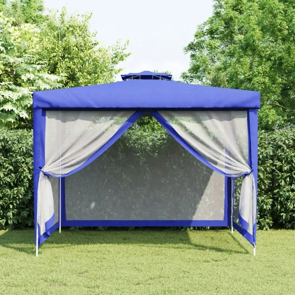 Gazebo with Double Roof Blue 3x3x2.68 m Fabric 362627