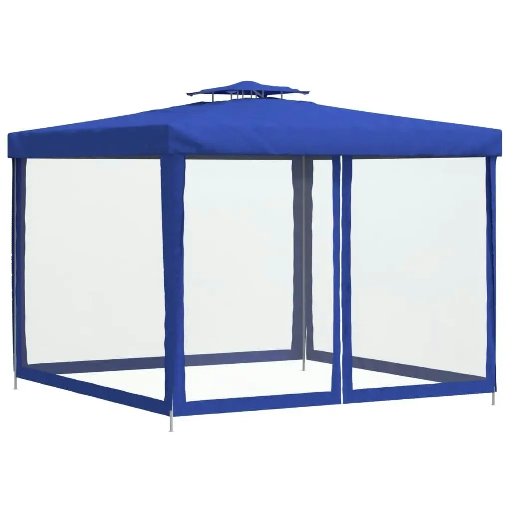 Gazebo with Double Roof Blue 3x3x2.68 m Fabric 362627