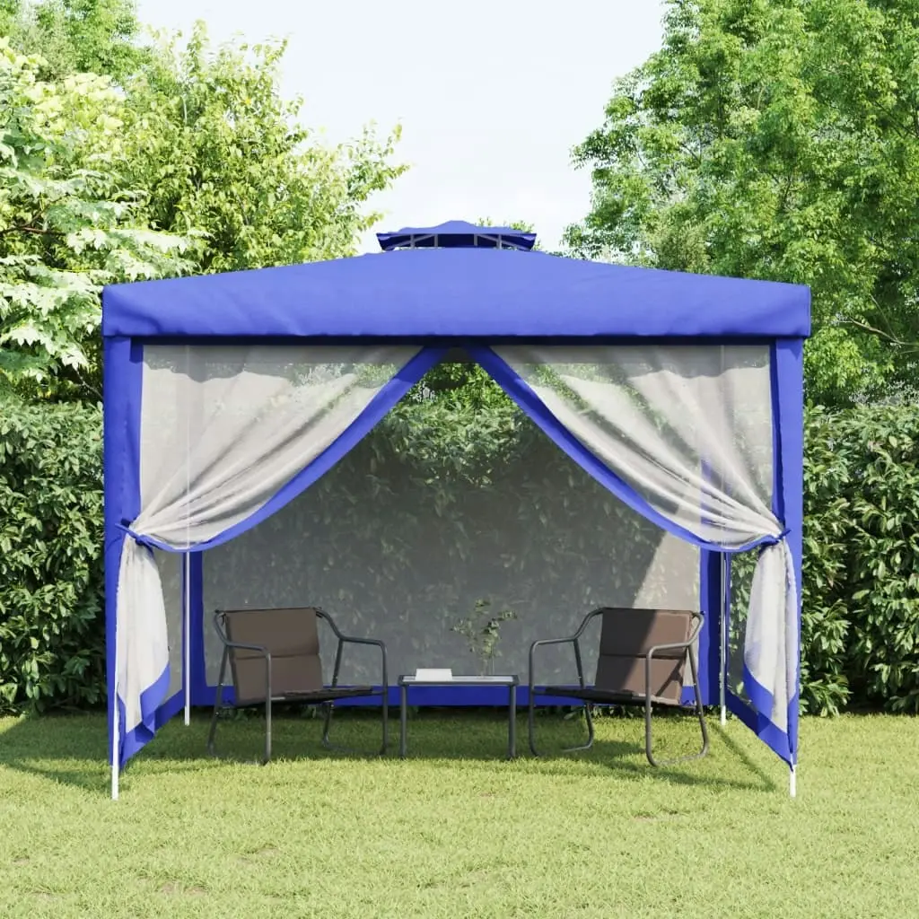 Gazebo with Double Roof Blue 3x3x2.68 m Fabric 362627