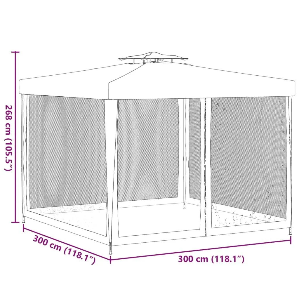 Gazebo with Double Roof Blue 3x3x2.68 m Fabric 362627