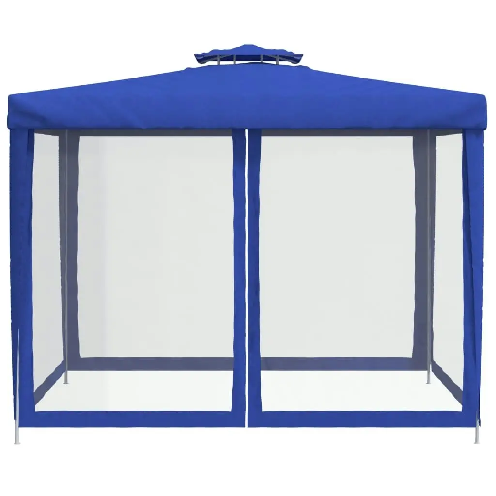 Gazebo with Double Roof Blue 3x3x2.68 m Fabric 362627