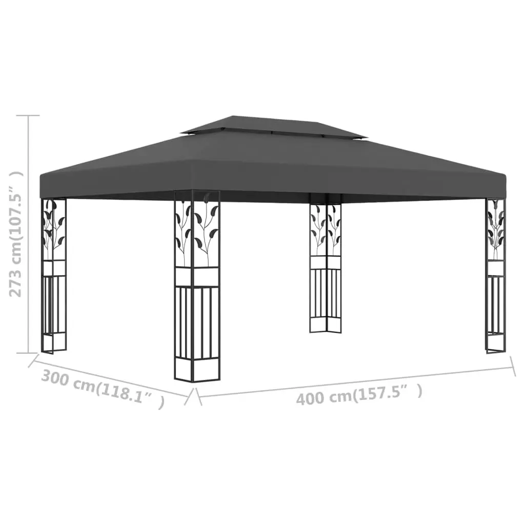 Gazebo with Double Roof 3x4m Anthracite 48031