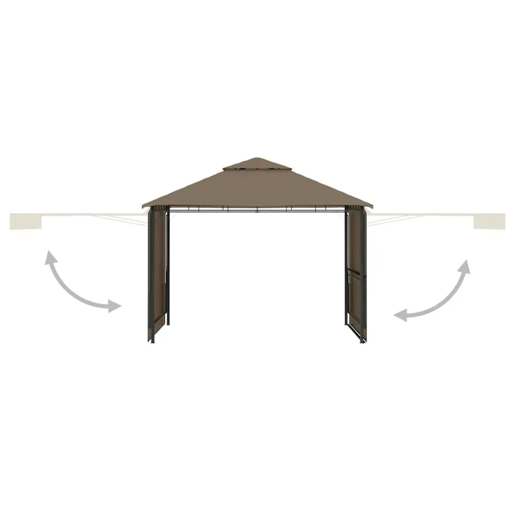 Gazebo with Double Extending Roofs 3x3x2.75 m Taupe 180g/mÂ² 312268