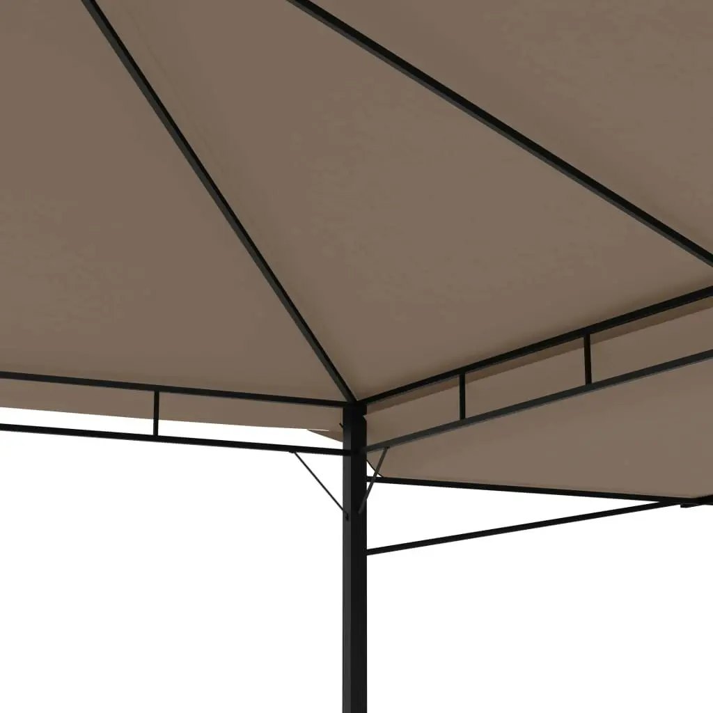 Gazebo with Double Extending Roofs 3x3x2.75 m Taupe 180g/mÂ² 312268