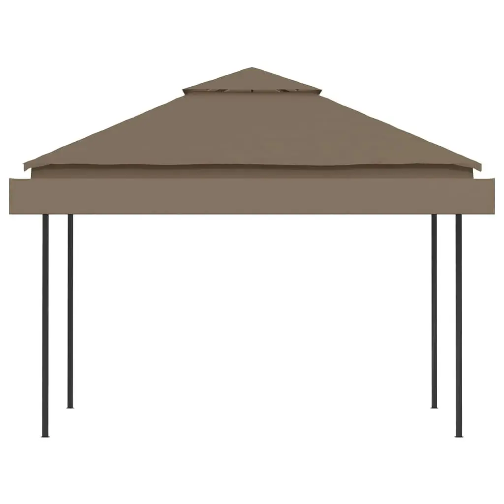 Gazebo with Double Extending Roofs 3x3x2.75 m Taupe 180g/mÂ² 312268