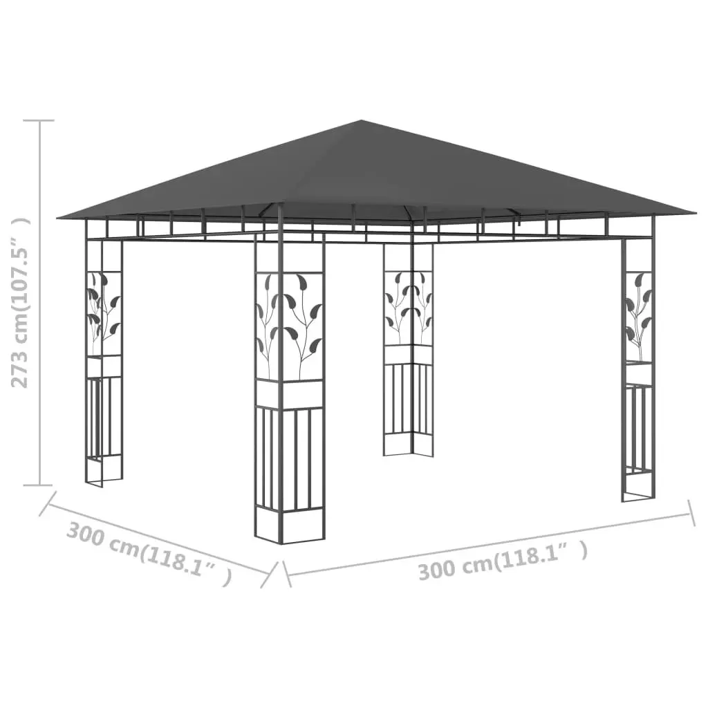 Gazebo with Mosquito Net 3x3x2.73 m Anthracite 180 g/mÂ² 47972