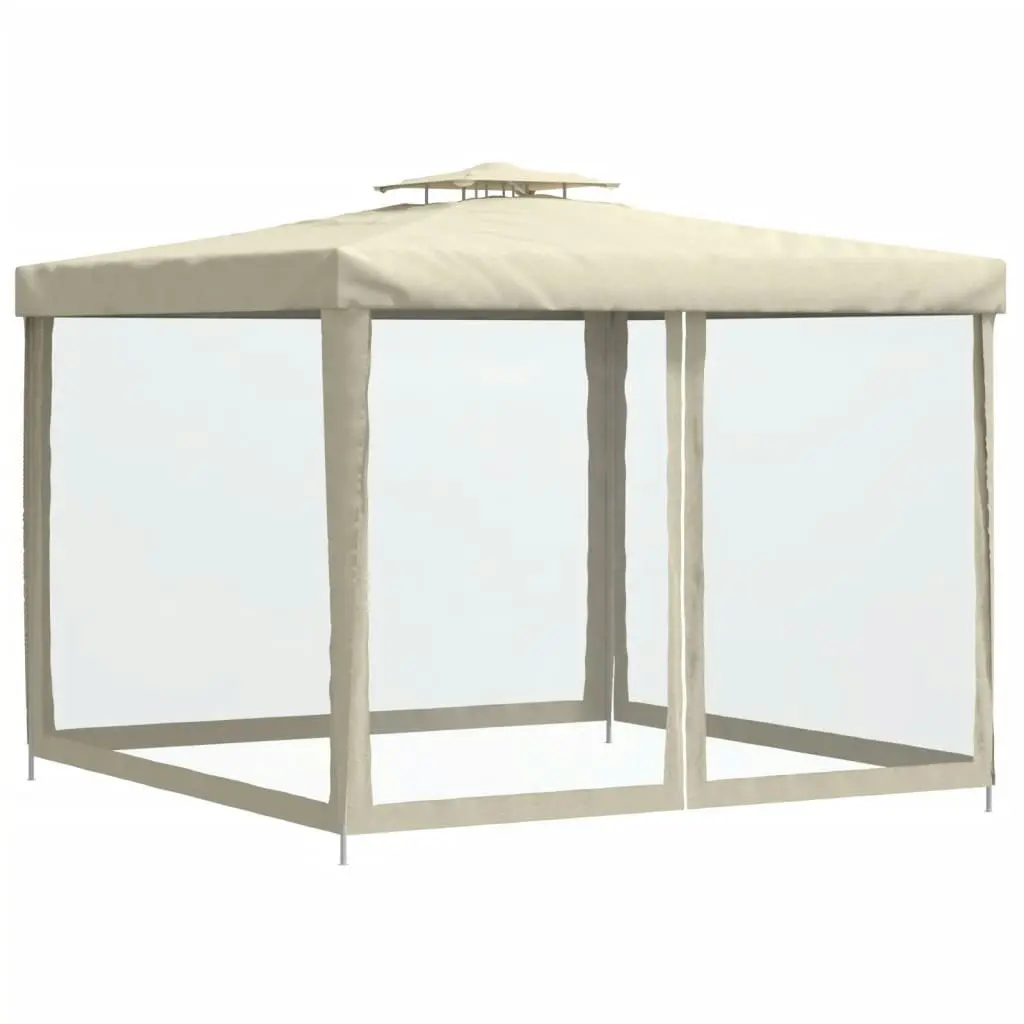 Gazebo with Double Roof Cream 3x3x2.68 m Fabric 362628