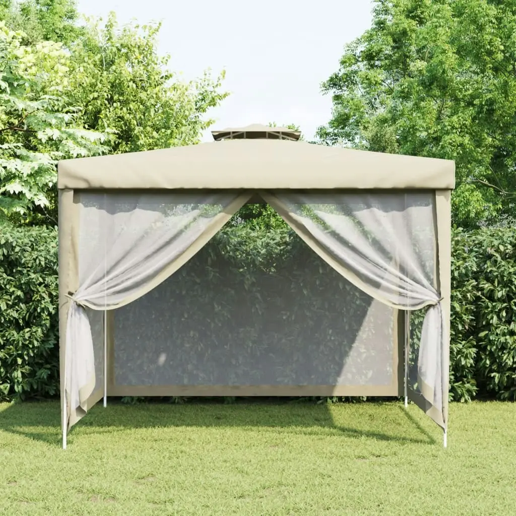 Gazebo with Double Roof Cream 3x3x2.68 m Fabric 362628