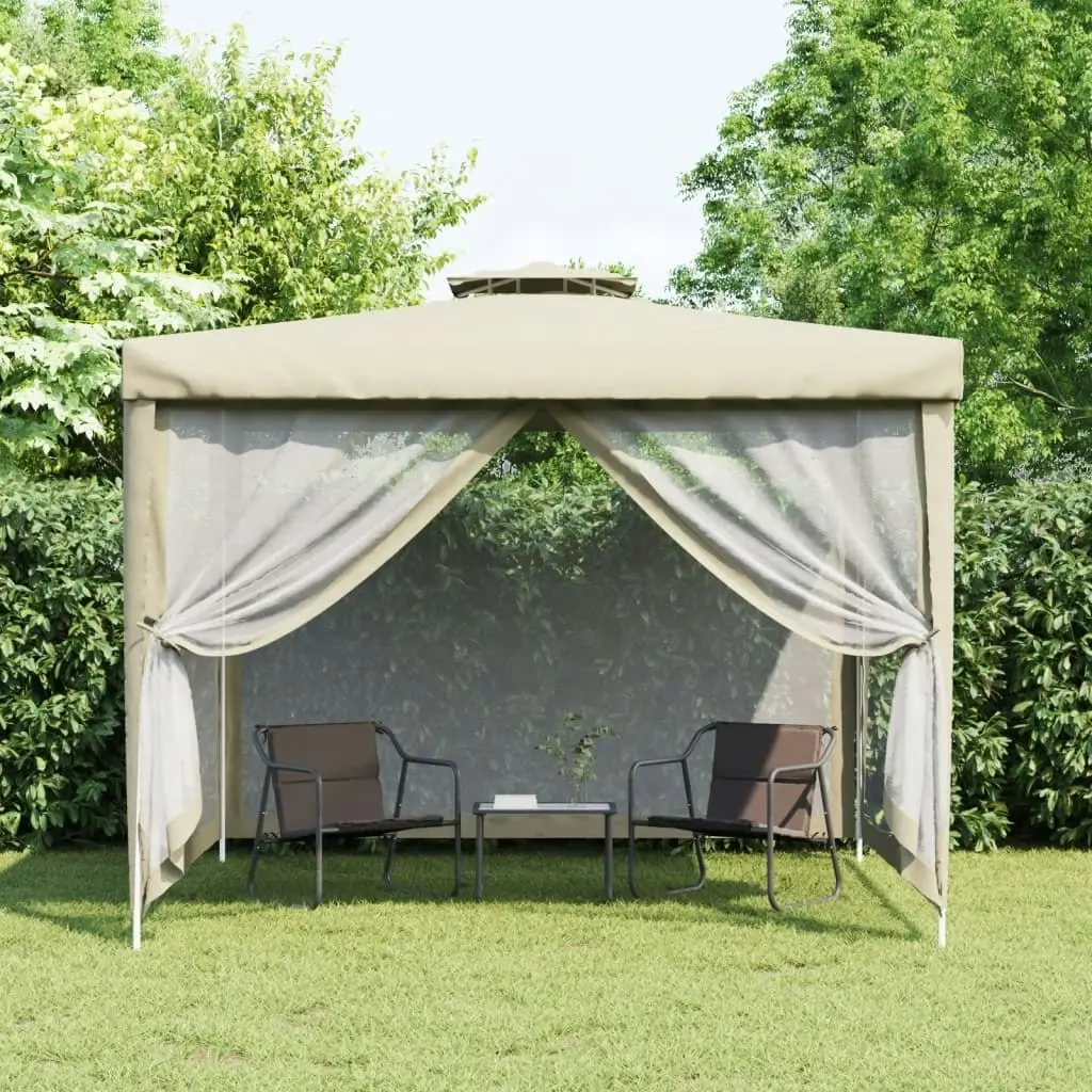 Gazebo with Double Roof Cream 3x3x2.68 m Fabric 362628