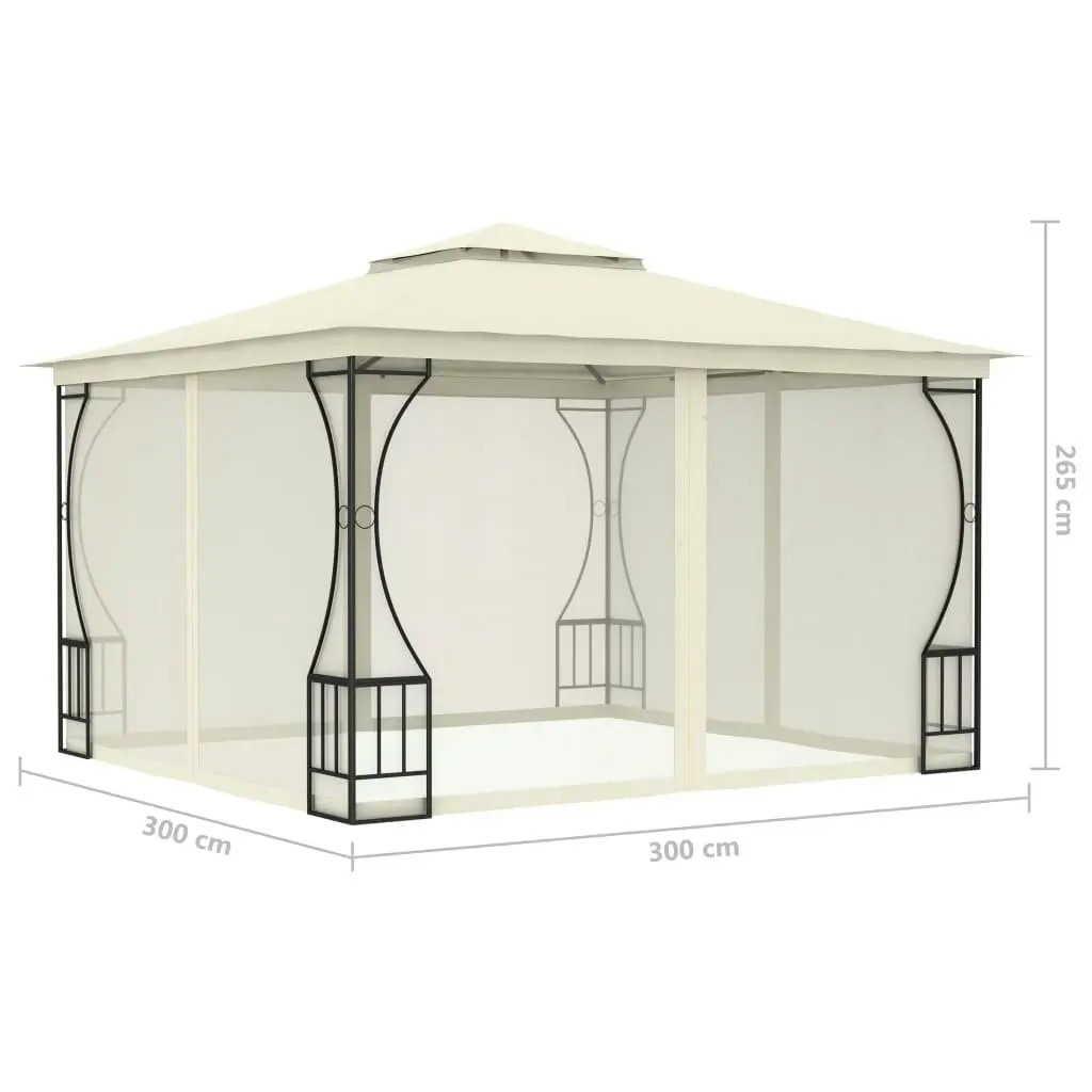 Gazebo with Nets 300x300x265 cm Cream 48595