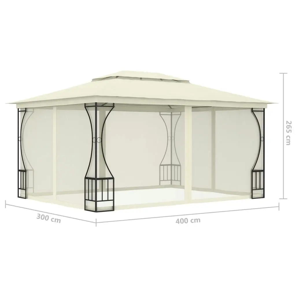 Gazebo with Nets 300x400x265 cm Cream 48596